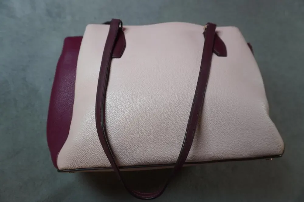 Kate Spade Tote Bag Womens Large Pink Leather Colorblock Zip Shoulder Everyday